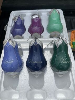 NWT Decorative Teardrop Ornaments - Blue, Purple, 6 total